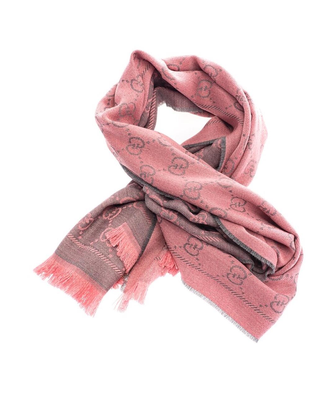 GUCCI Розовый шерстяной шарф, фото 5
