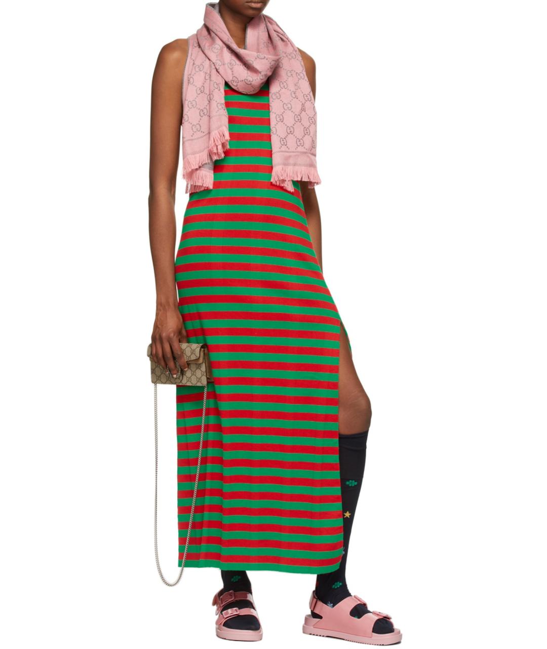 GUCCI Розовый шерстяной шарф, фото 4