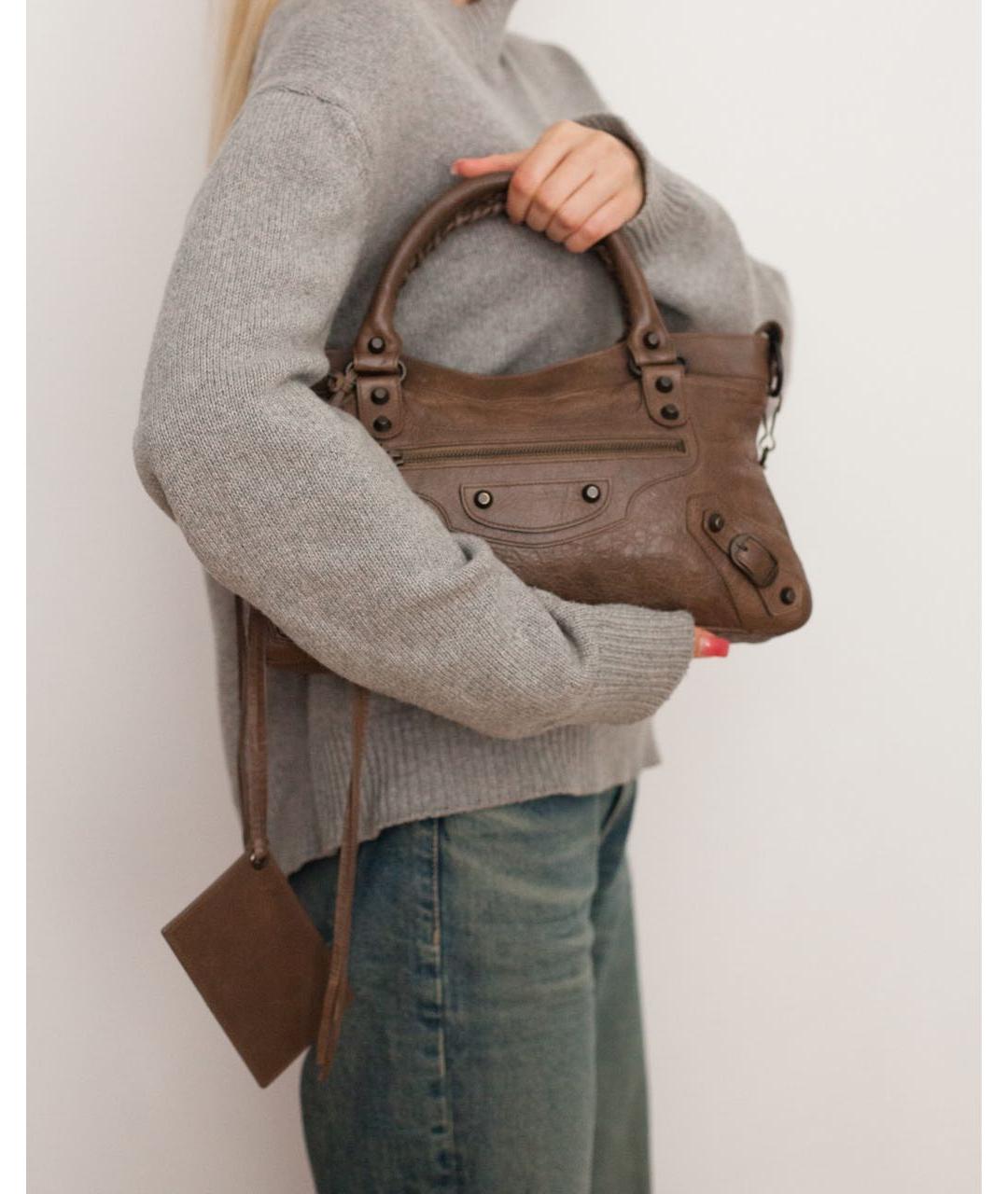 BALENCIAGA Коричневая кожаная сумка через плечо, фото 4