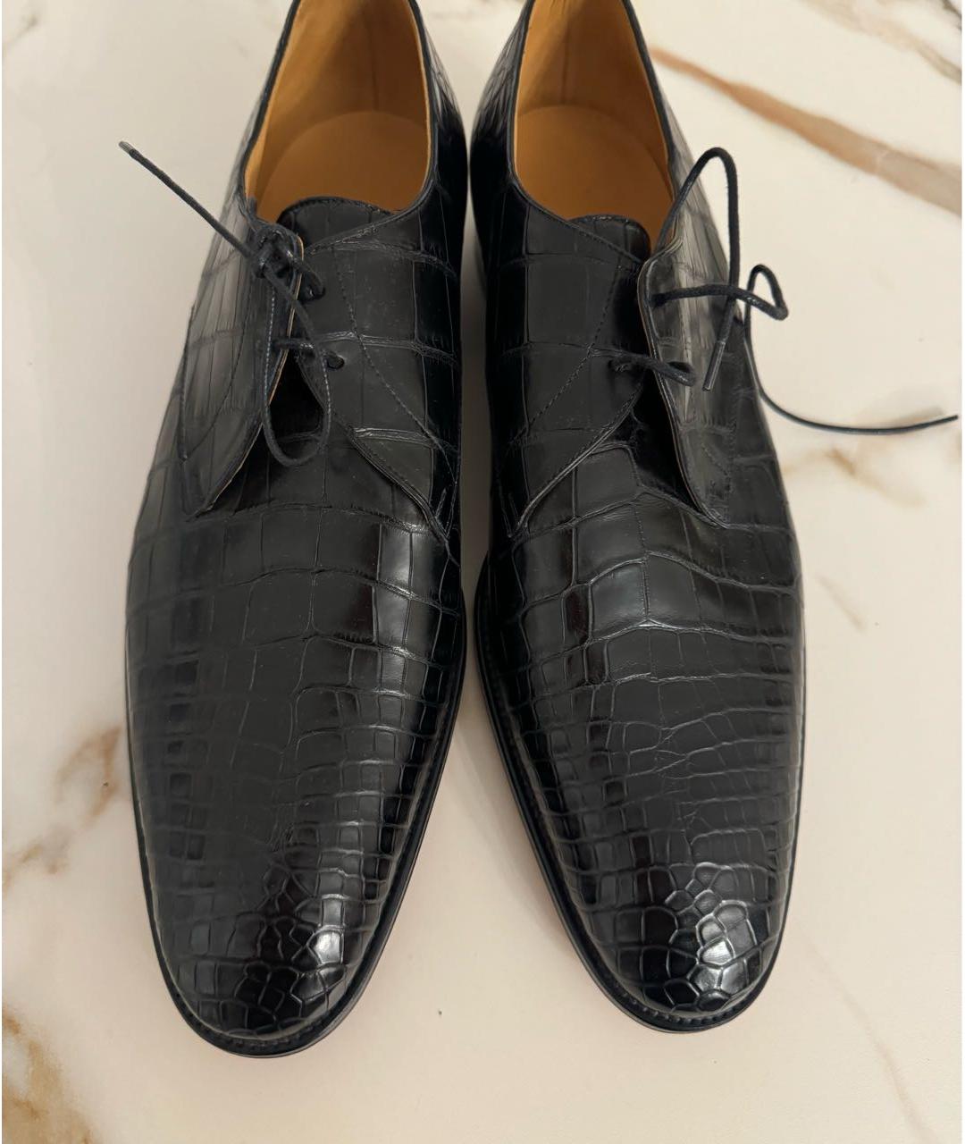 HERMES Черные туфли из экзотической кожи, фото 8
