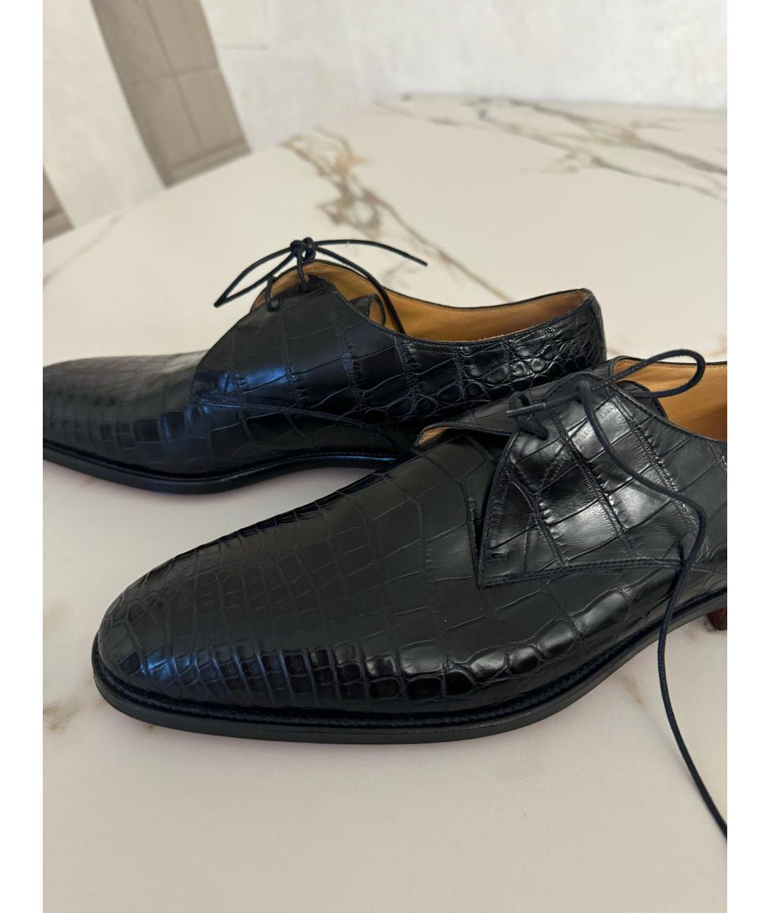 HERMES Черные туфли из экзотической кожи, фото 7