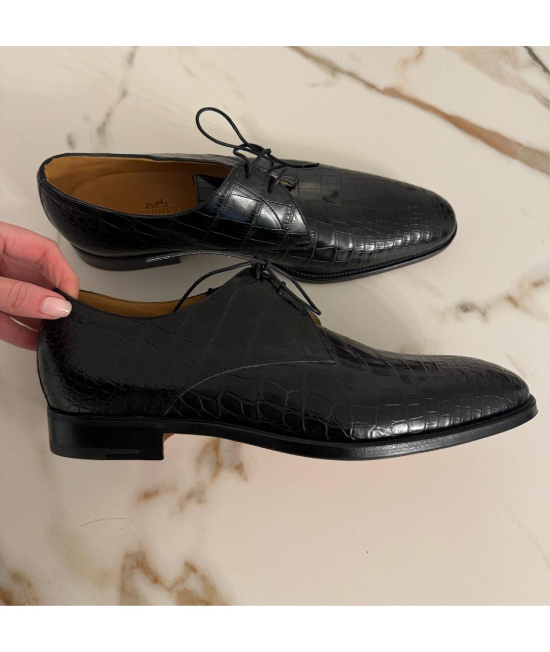 HERMES Черные туфли из экзотической кожи, фото 3