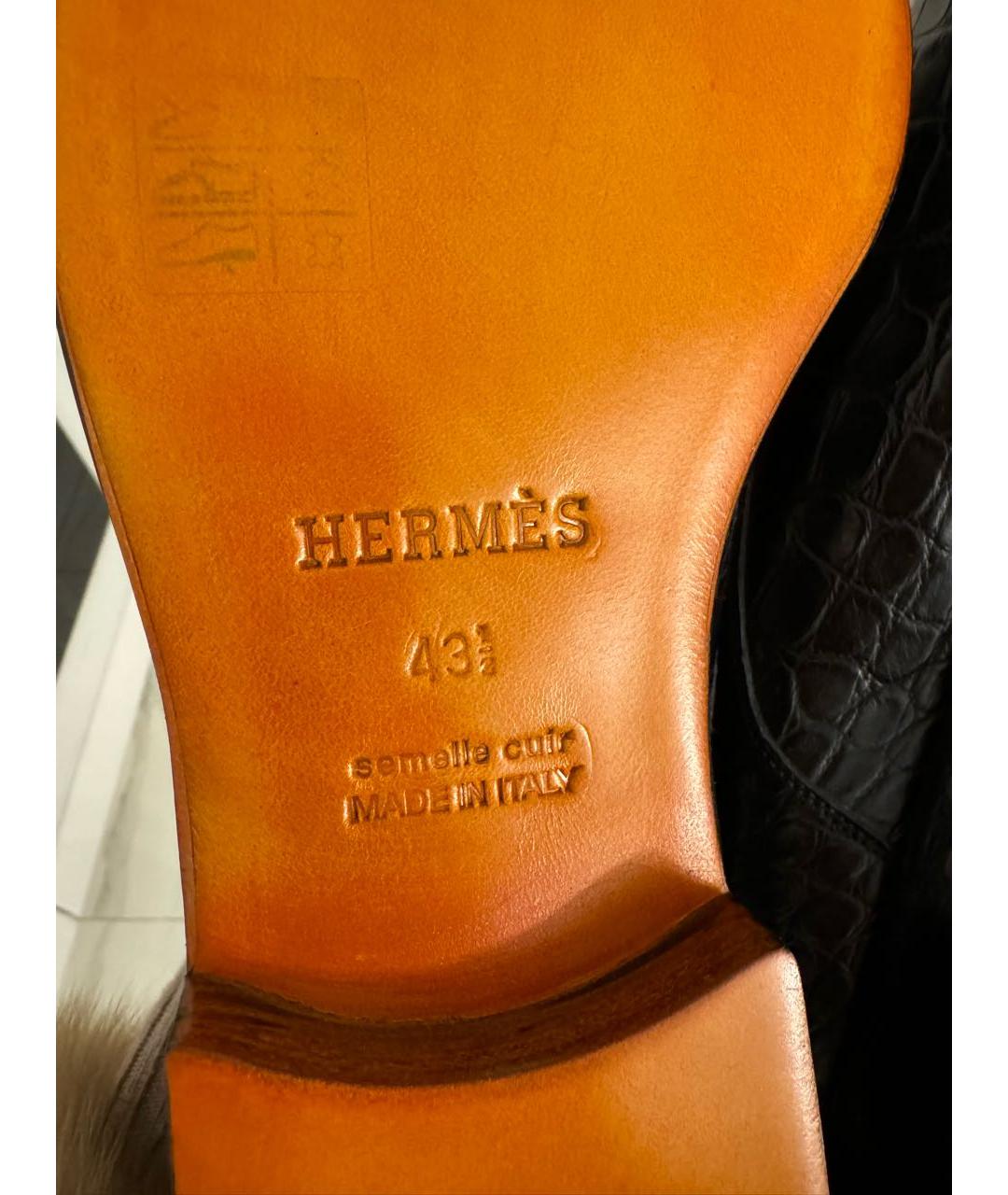 HERMES Черные туфли из экзотической кожи, фото 5