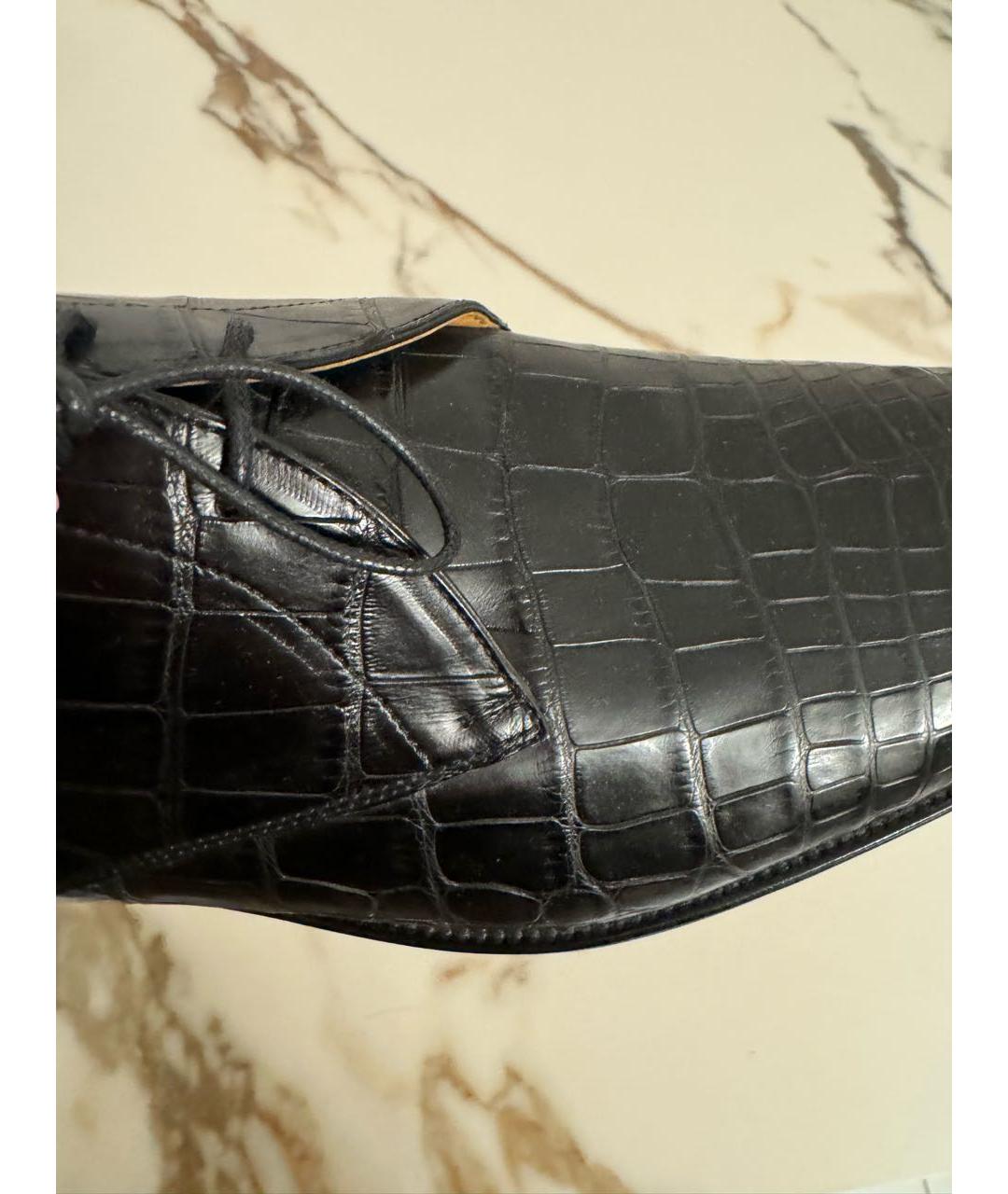 HERMES Черные туфли из экзотической кожи, фото 4