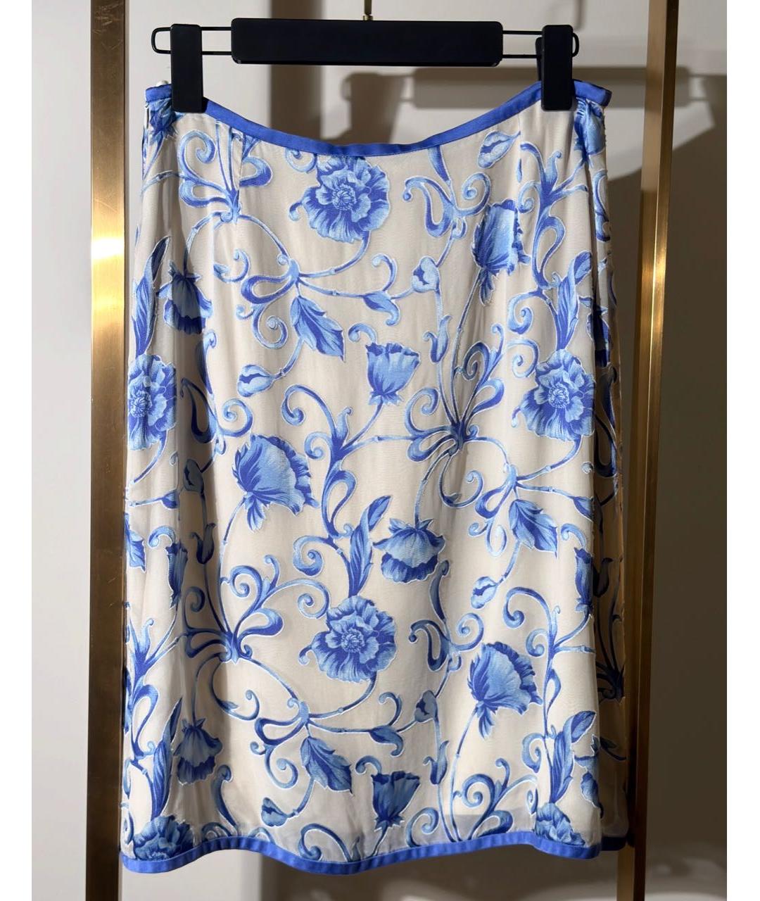 ESCADA Голубая шелковая юбка миди, фото 2