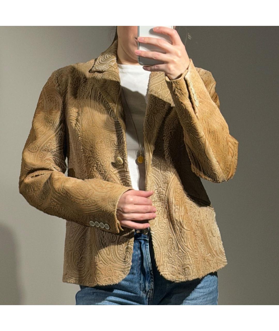 ETRO Бежевый меховой жакет/пиджак, фото 5