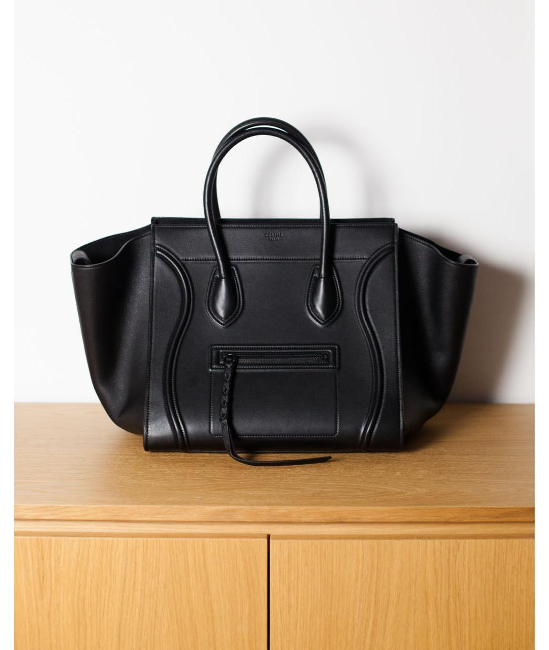 CELINE Черная кожаная сумка с короткими ручками, фото 9