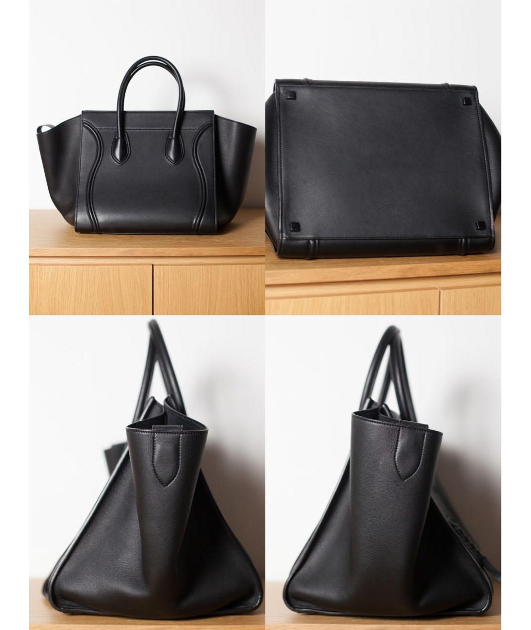 CELINE Черная кожаная сумка с короткими ручками, фото 6