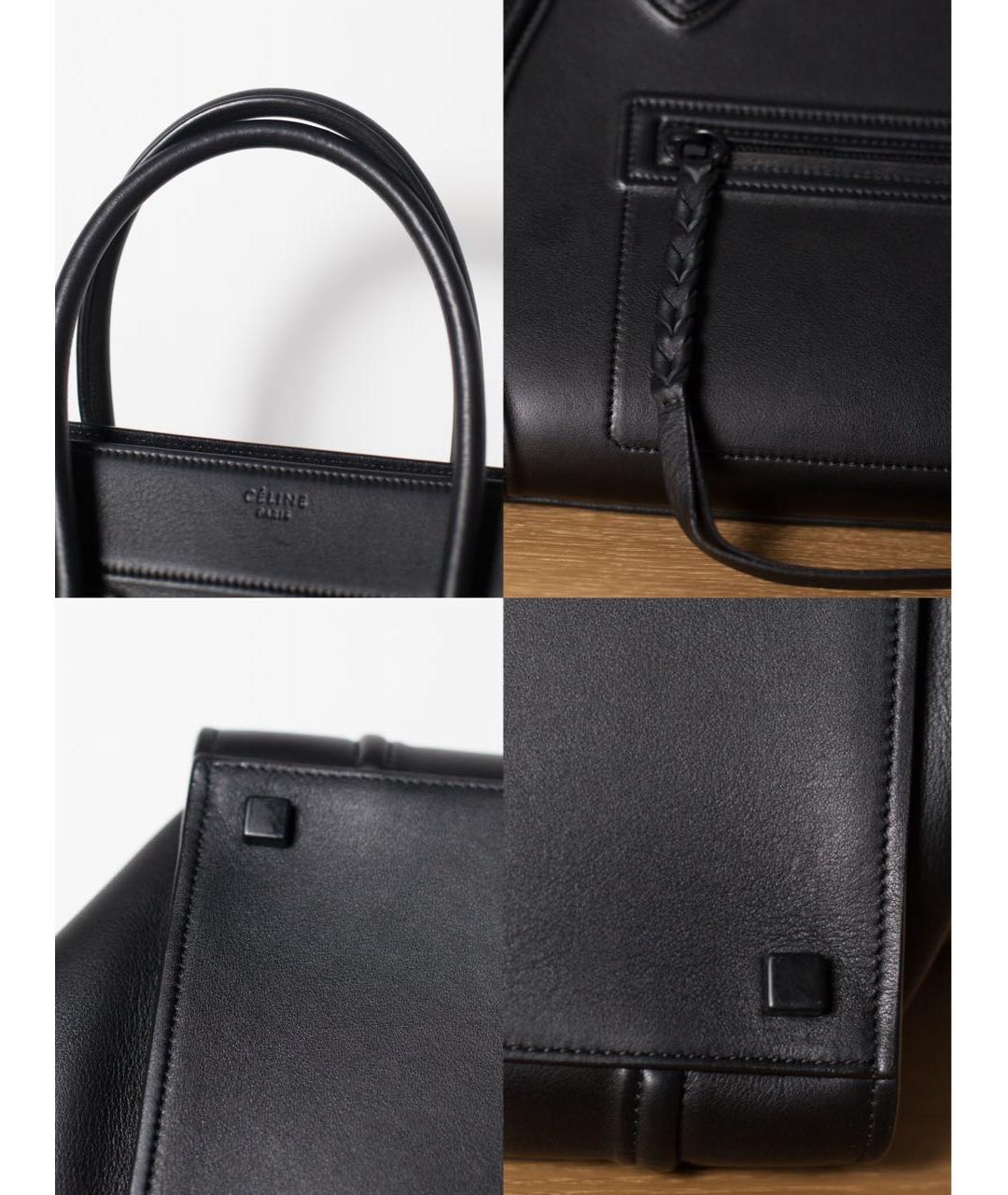 CELINE Черная кожаная сумка с короткими ручками, фото 7