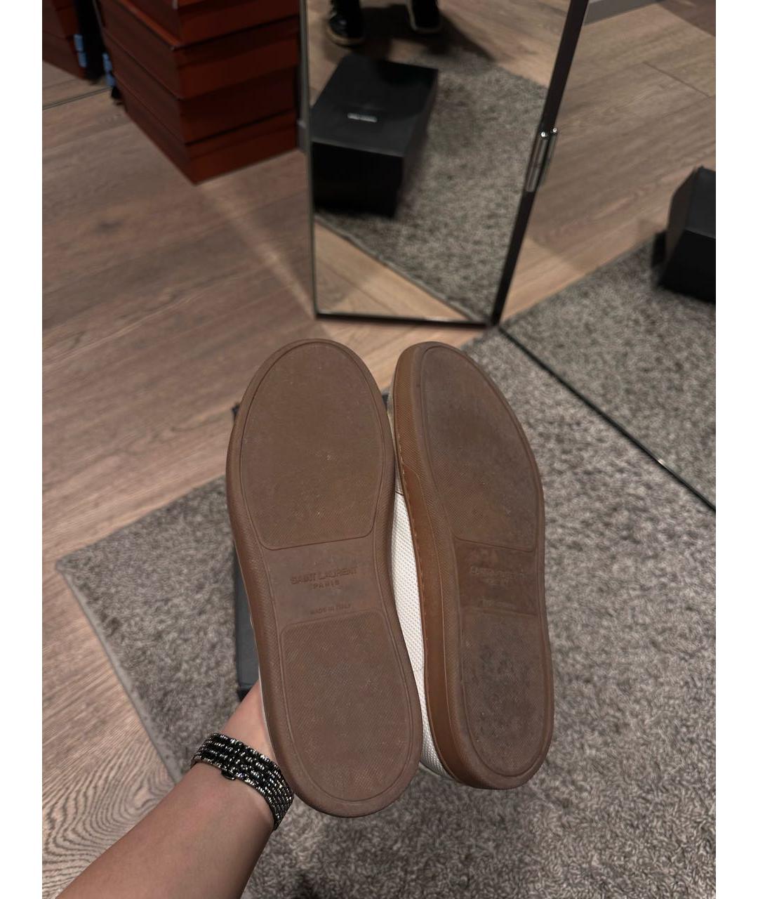 SAINT LAURENT Белые кожаные низкие кроссовки / кеды, фото 5