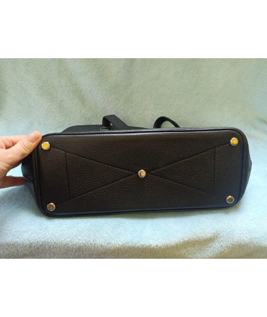 AGNONA Черная кожаная сумка тоут, фото 6