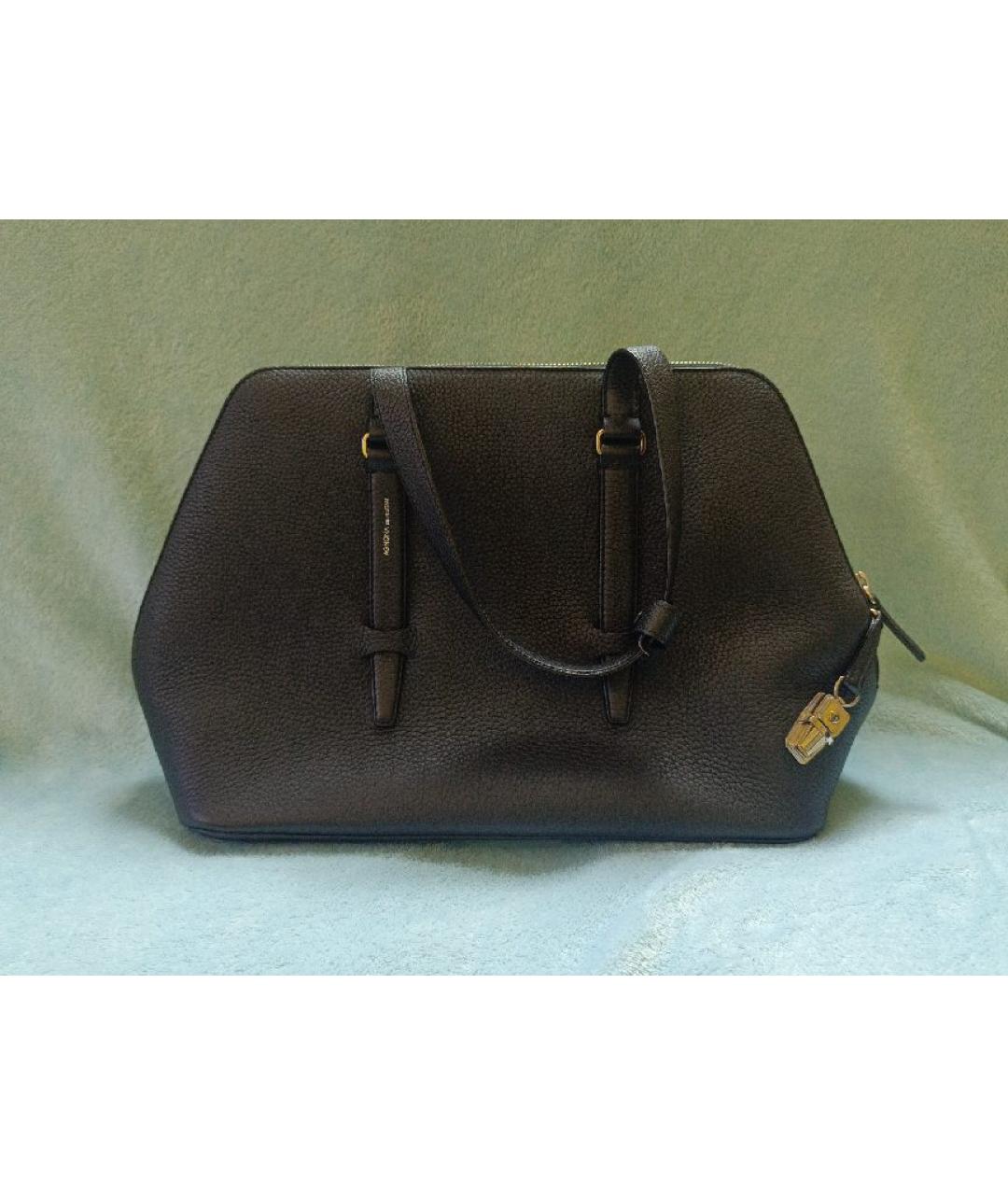 AGNONA Черная кожаная сумка тоут, фото 7