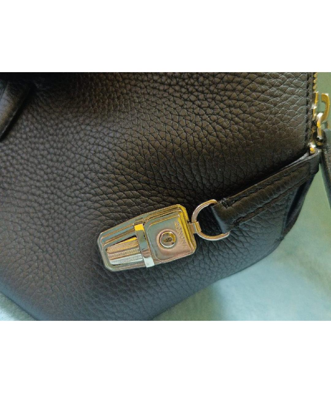 AGNONA Черная кожаная сумка тоут, фото 5