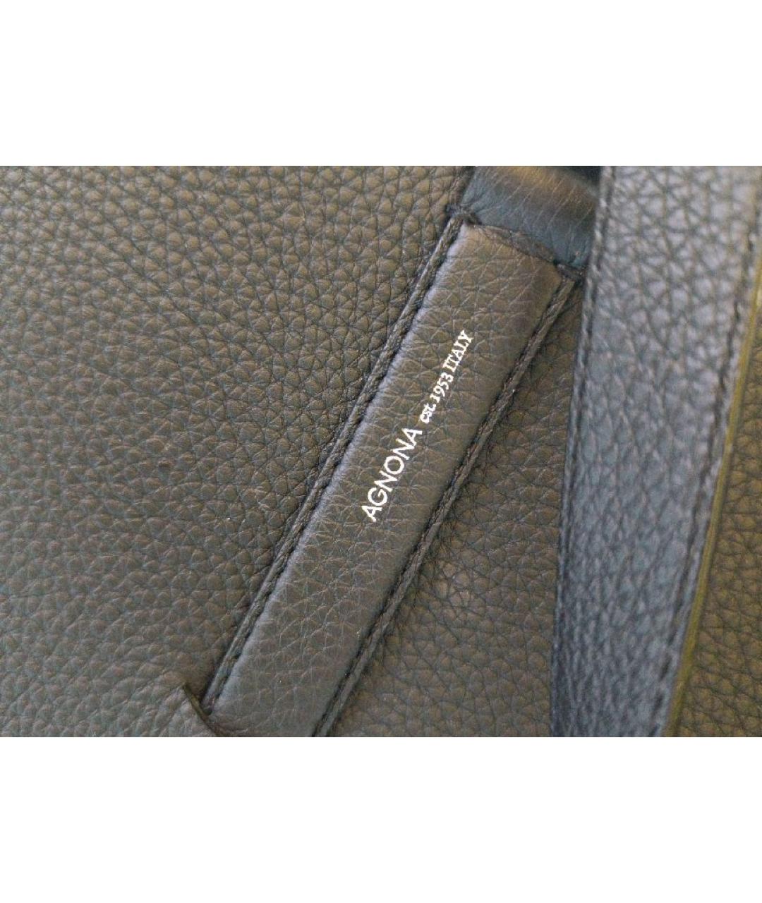 AGNONA Черная кожаная сумка тоут, фото 2