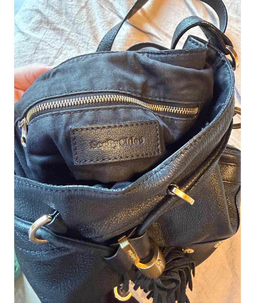 SEE BY CHLOE Черная кожаная сумка через плечо, фото 3