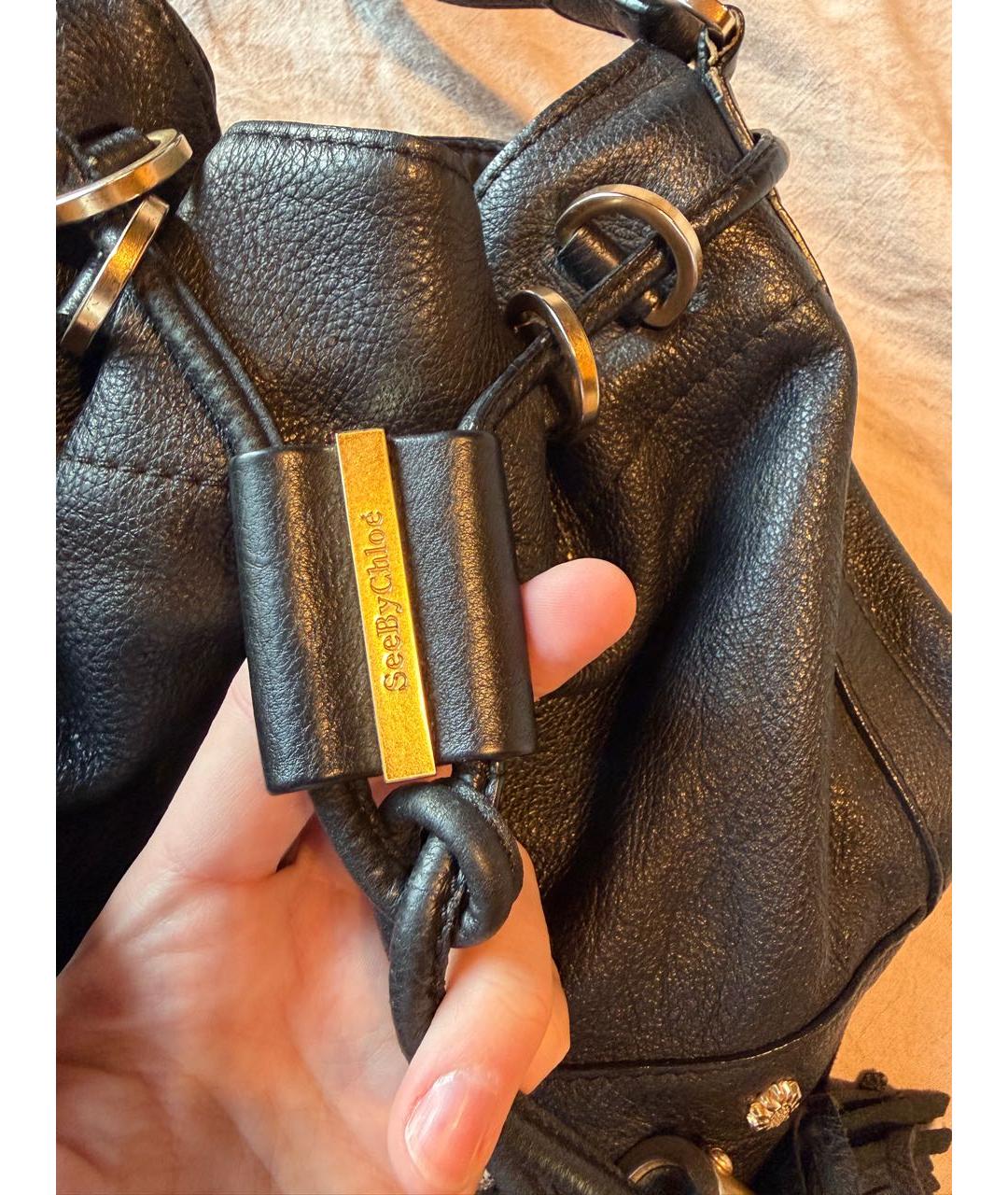 SEE BY CHLOE Черная кожаная сумка через плечо, фото 2