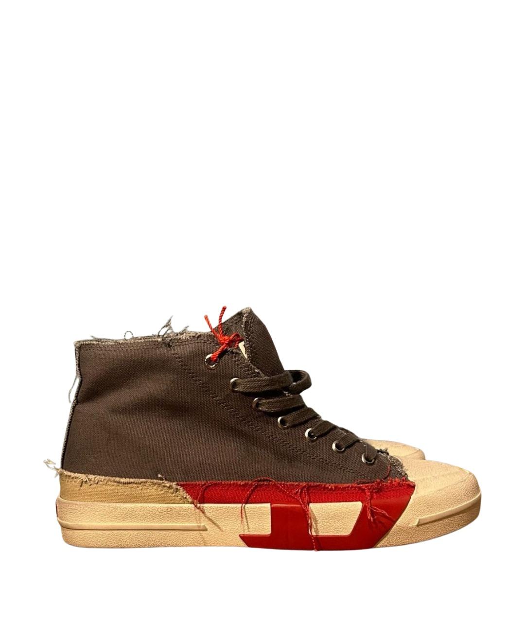 DIESEL Серые текстильные высокие кроссовки / кеды, фото 1