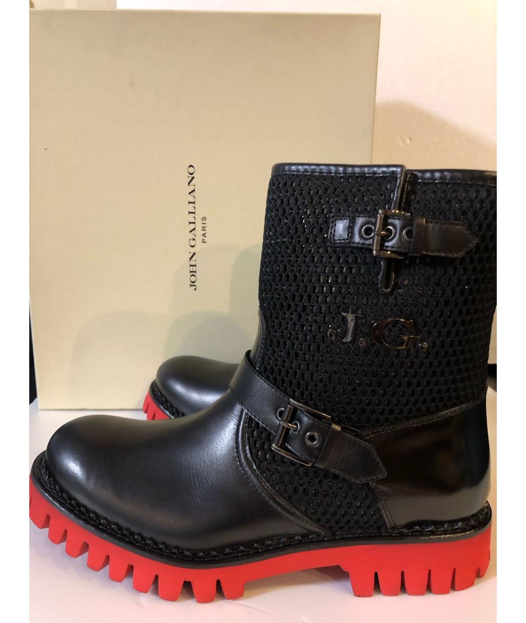 JOHN GALLIANO Черные кожаные полусапоги, фото 6