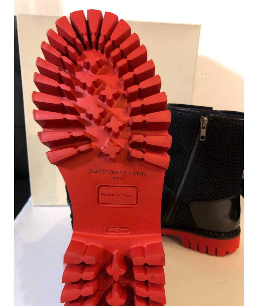 JOHN GALLIANO Черные кожаные полусапоги, фото 5