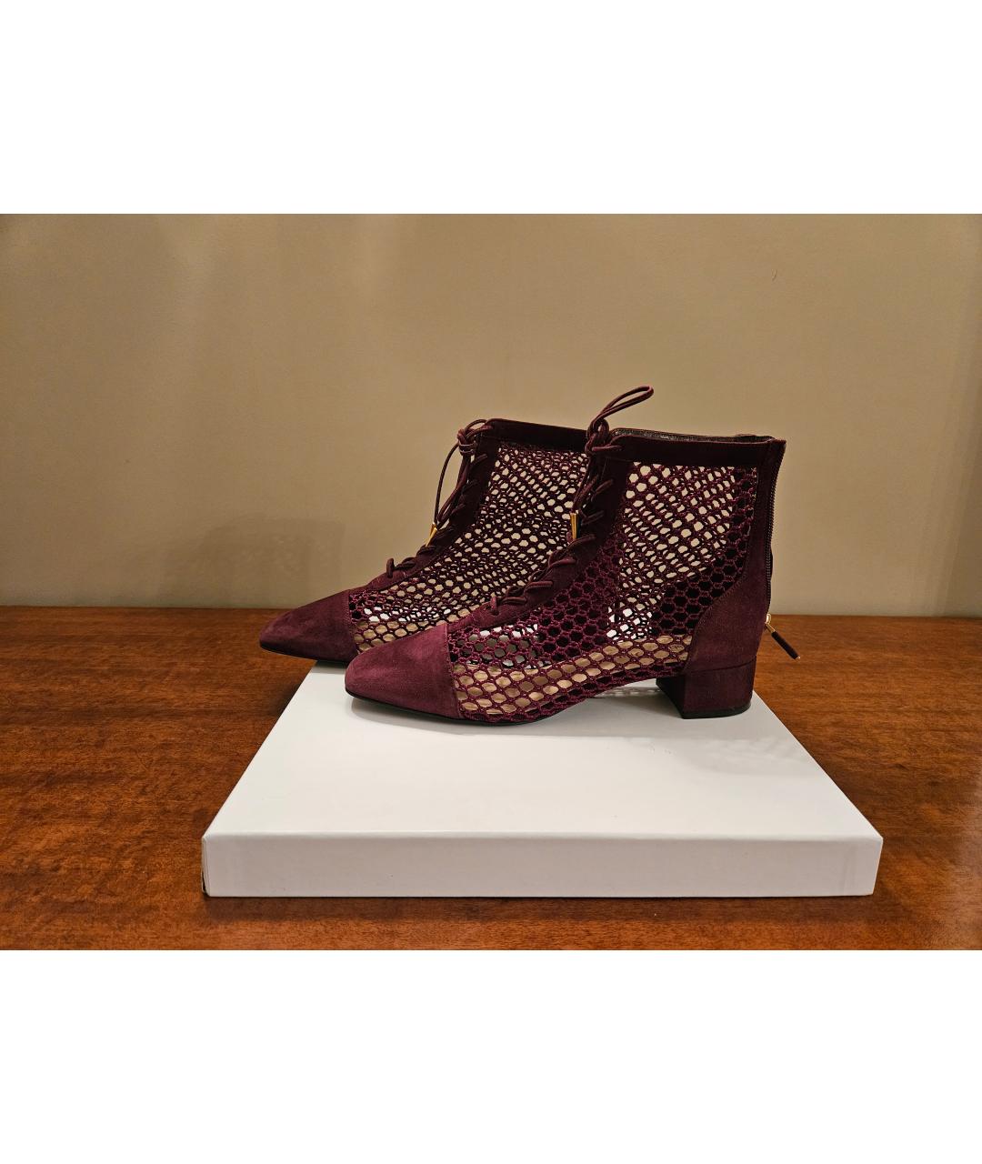 CHRISTIAN DIOR Бордовые замшевые ботильоны, фото 6