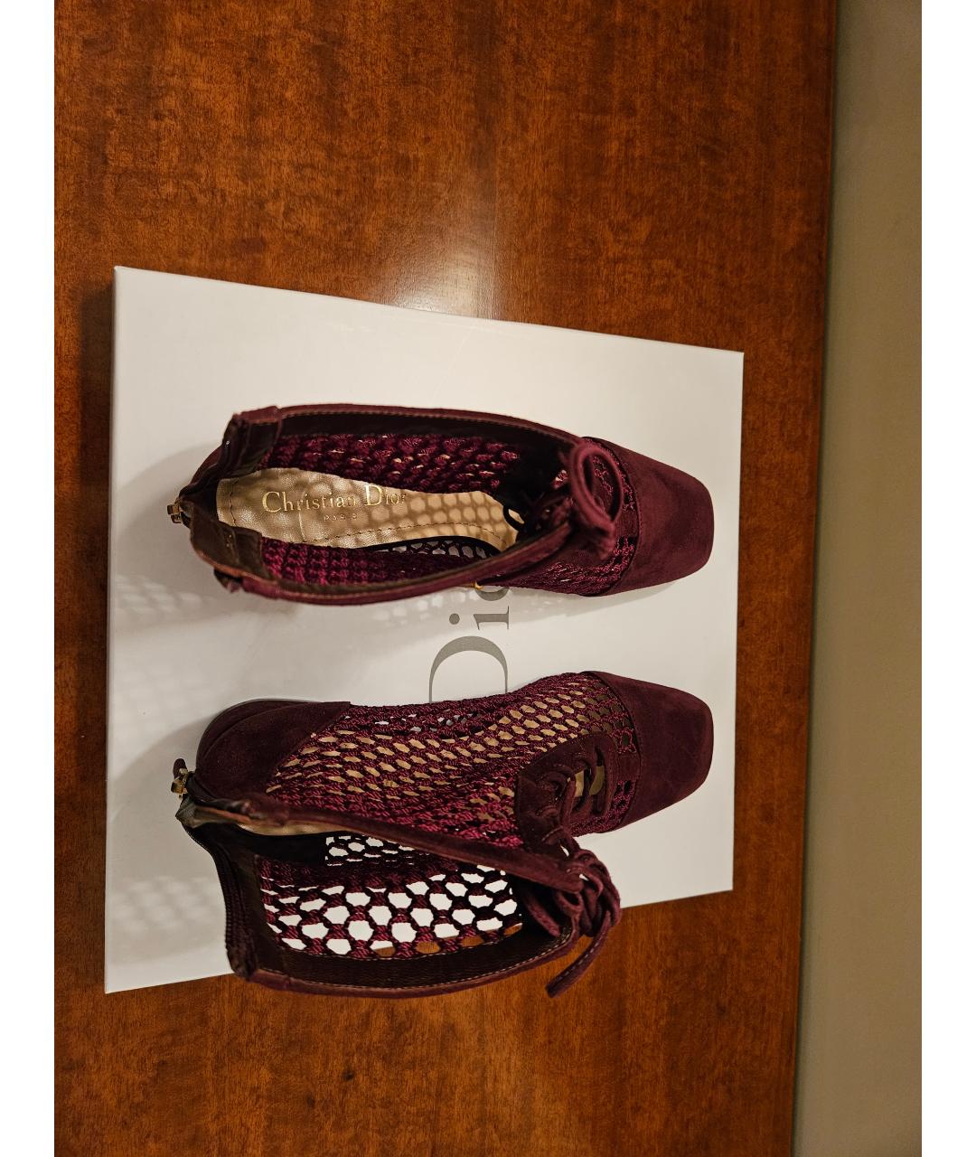 CHRISTIAN DIOR Бордовые замшевые ботильоны, фото 3