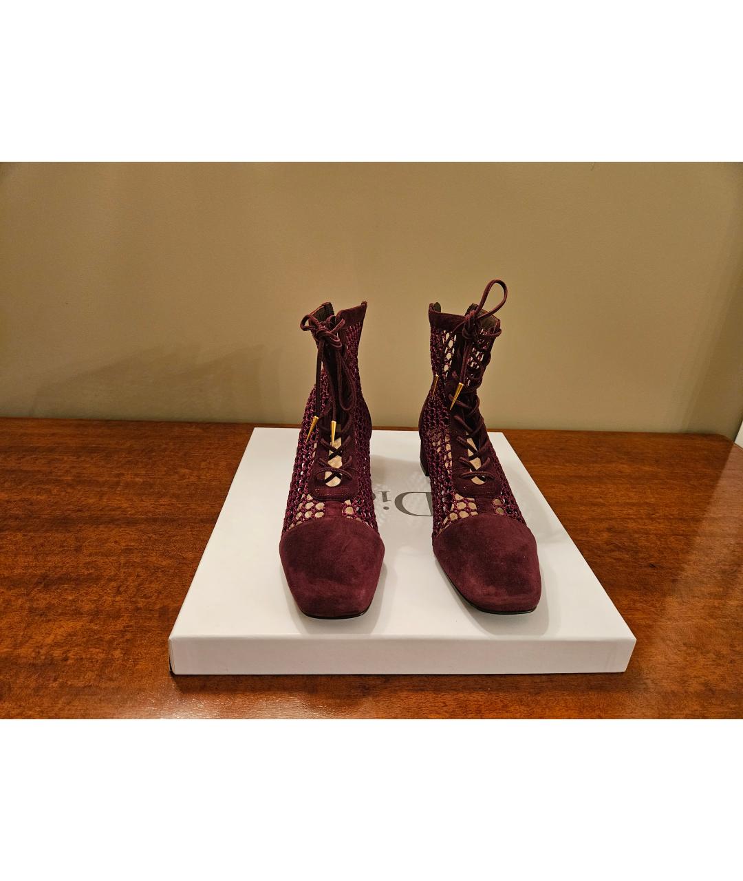 CHRISTIAN DIOR Бордовые замшевые ботильоны, фото 2