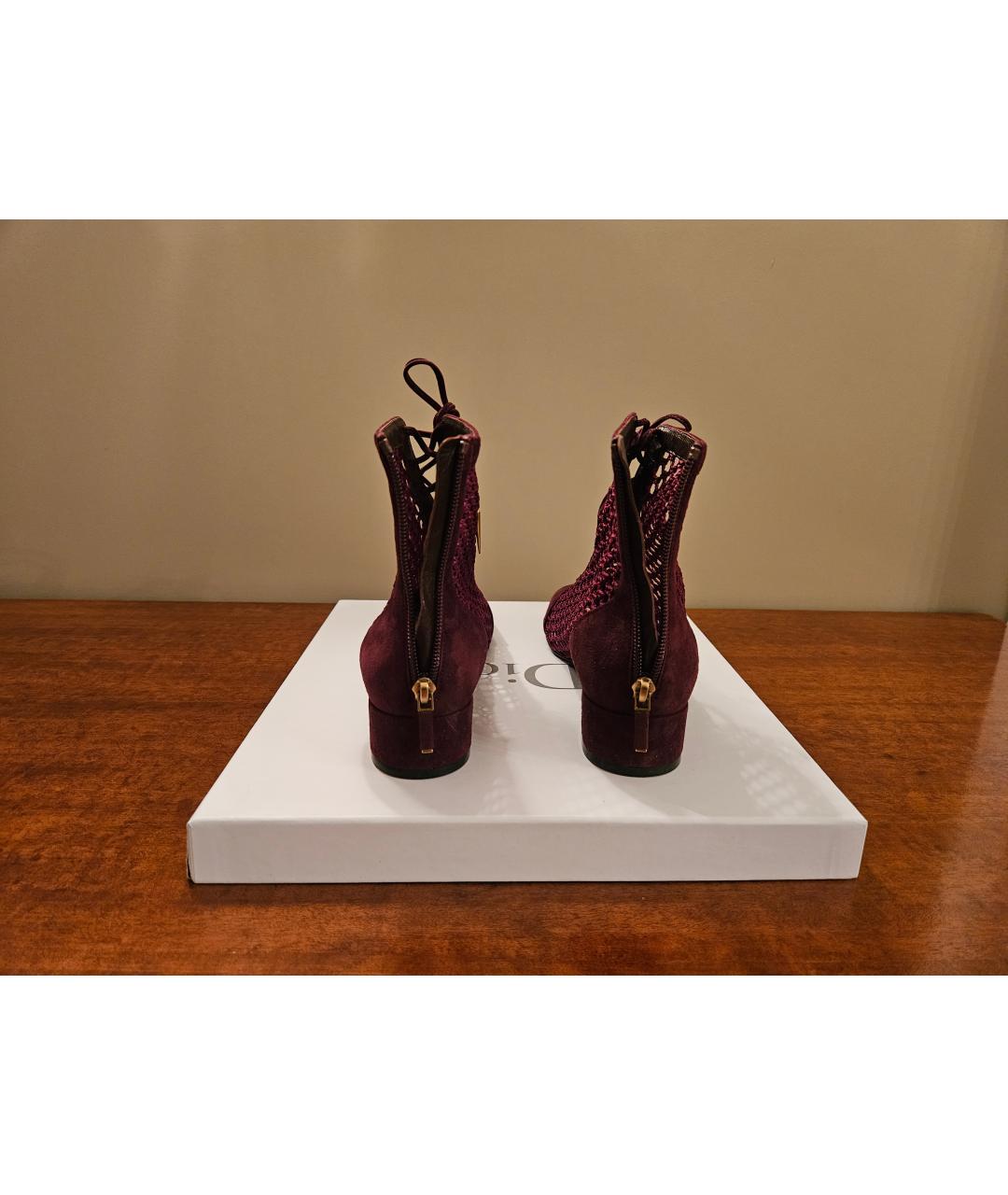 CHRISTIAN DIOR Бордовые замшевые ботильоны, фото 4