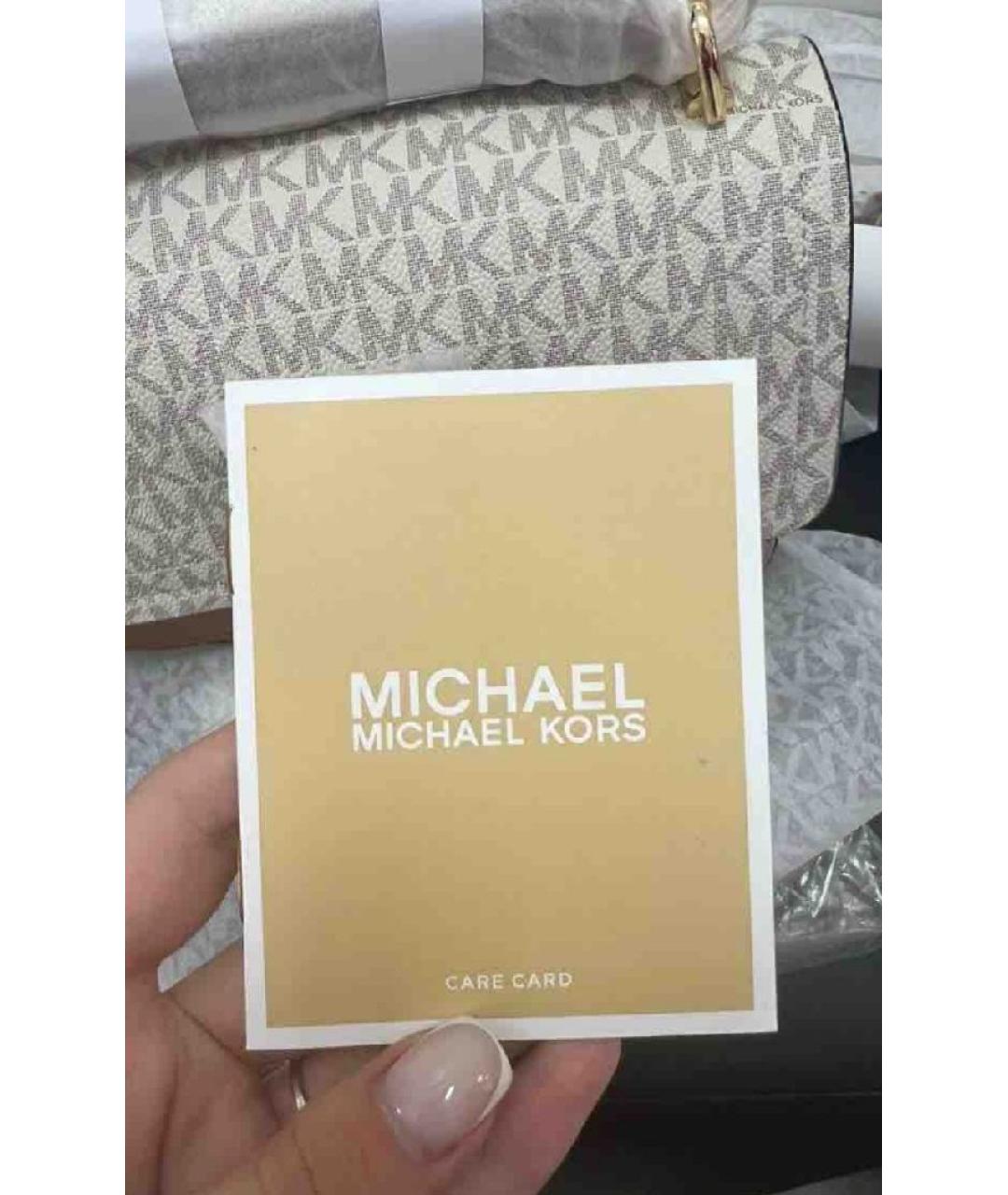 MICHAEL KORS Бежевая сумка через плечо из искусственной кожи, фото 6