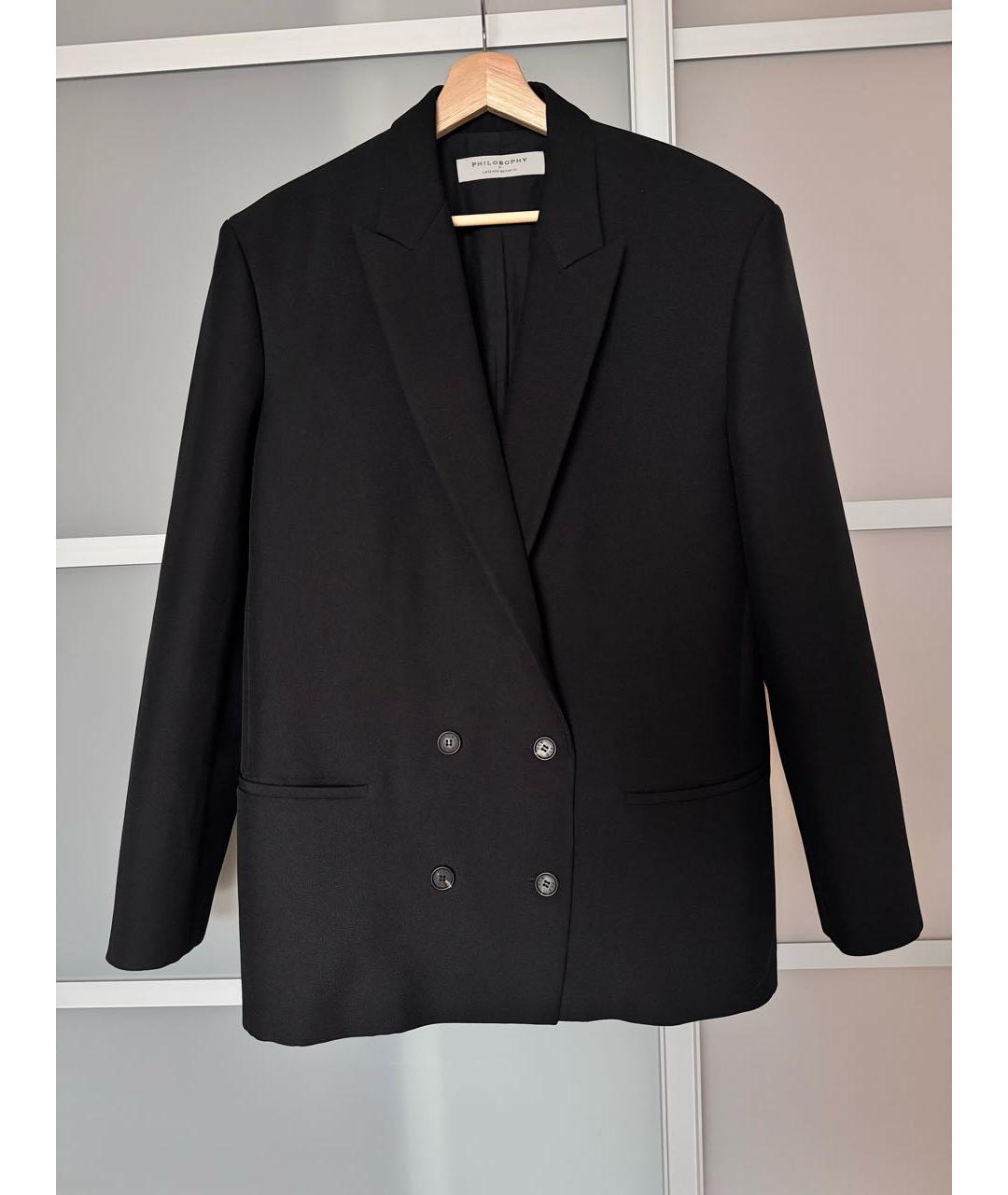 PHILOSOPHY DI LORENZO SERAFINI Черный хлопковый жакет/пиджак, фото 6