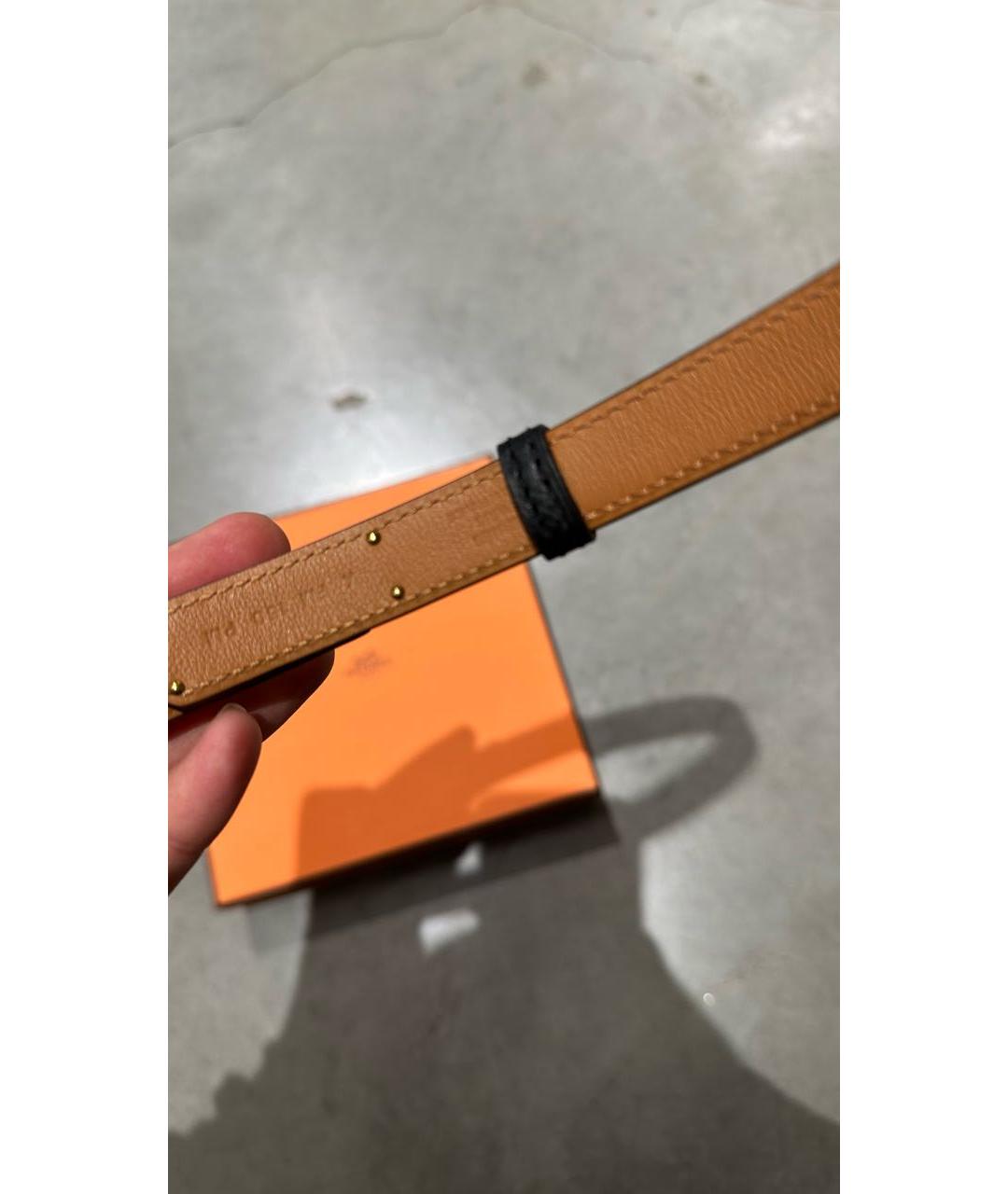 HERMES Черный кожаный ремень, фото 2