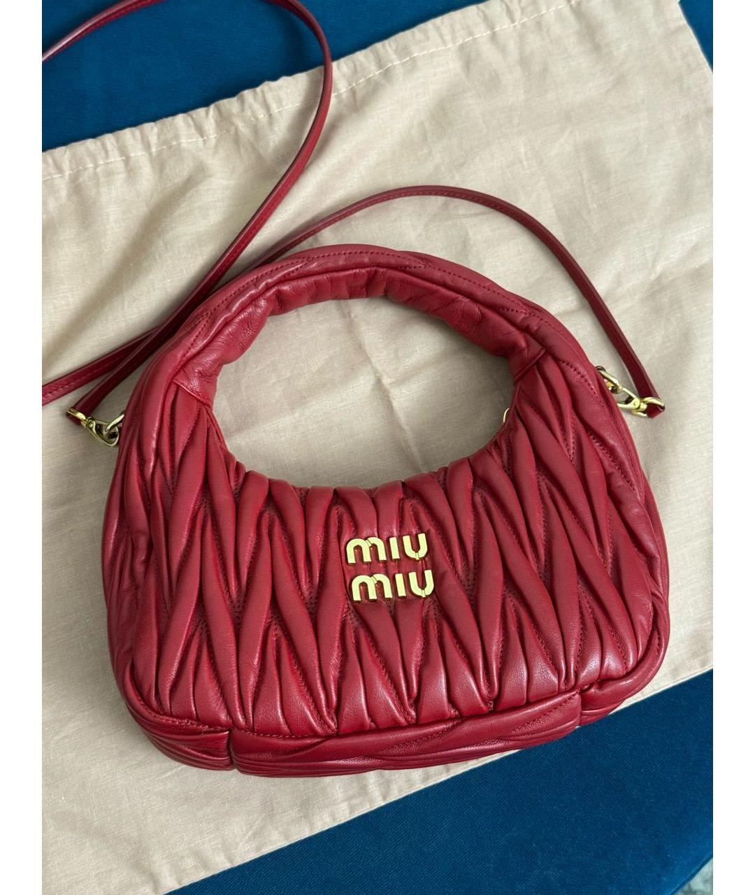 MIU MIU Красная кожаная сумка с короткими ручками, фото 8