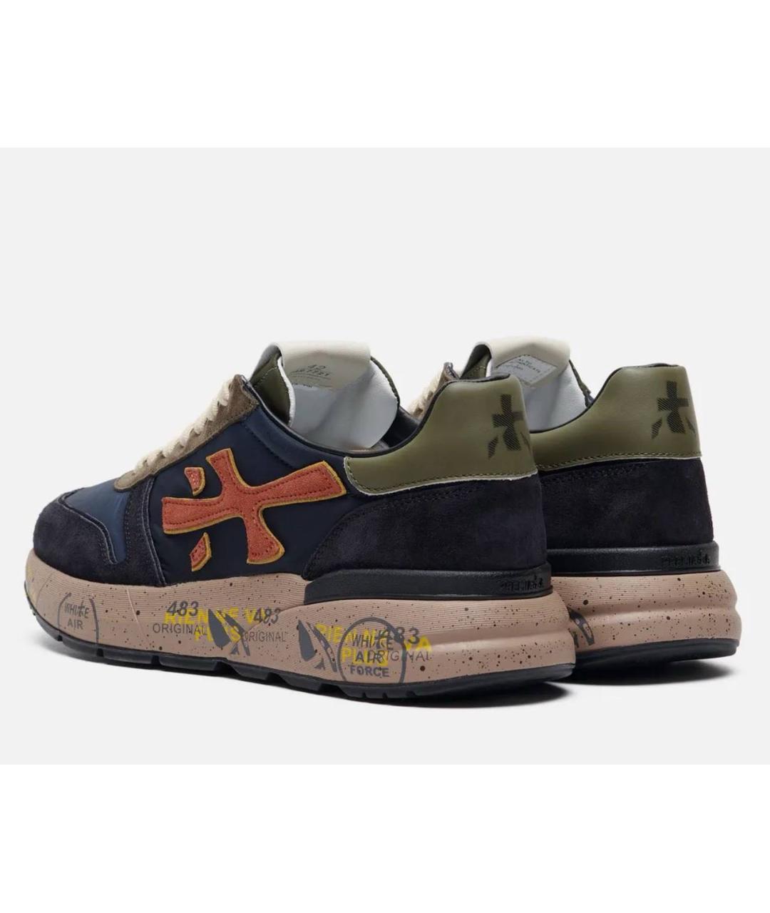 PREMIATA Темно-синие нубуковые низкие кроссовки / кеды, фото 4