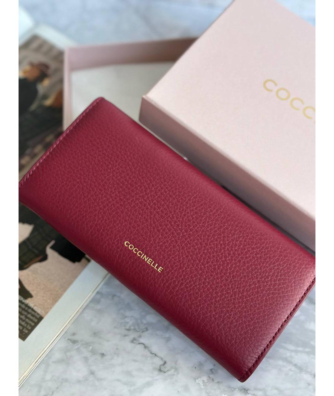 COCCINELLE Бордовый кожаный кошелек, фото 3