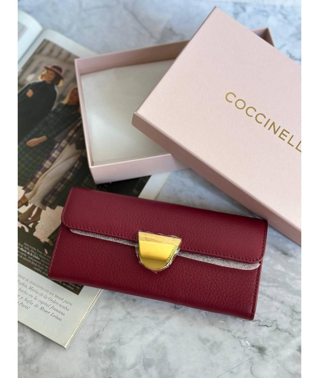 COCCINELLE Бордовый кожаный кошелек, фото 2