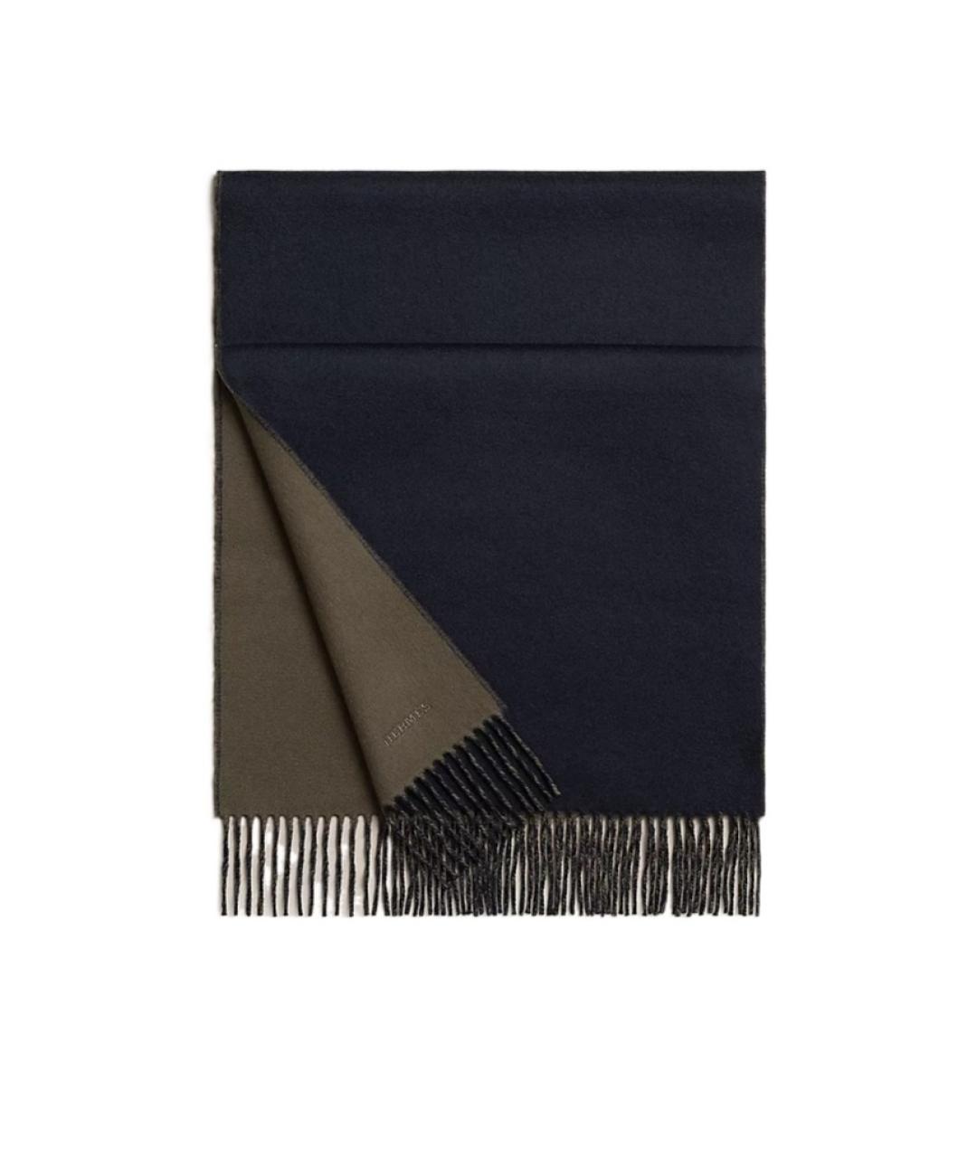 HERMES Черный кашемировый шарф, фото 1