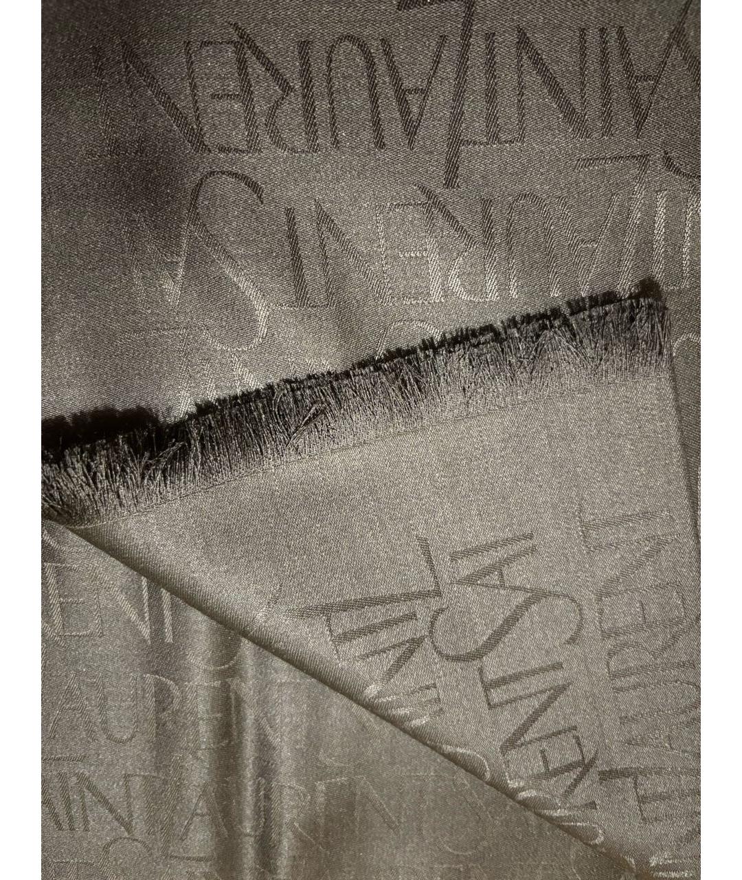 SAINT LAURENT Черный шелковый платок, фото 2