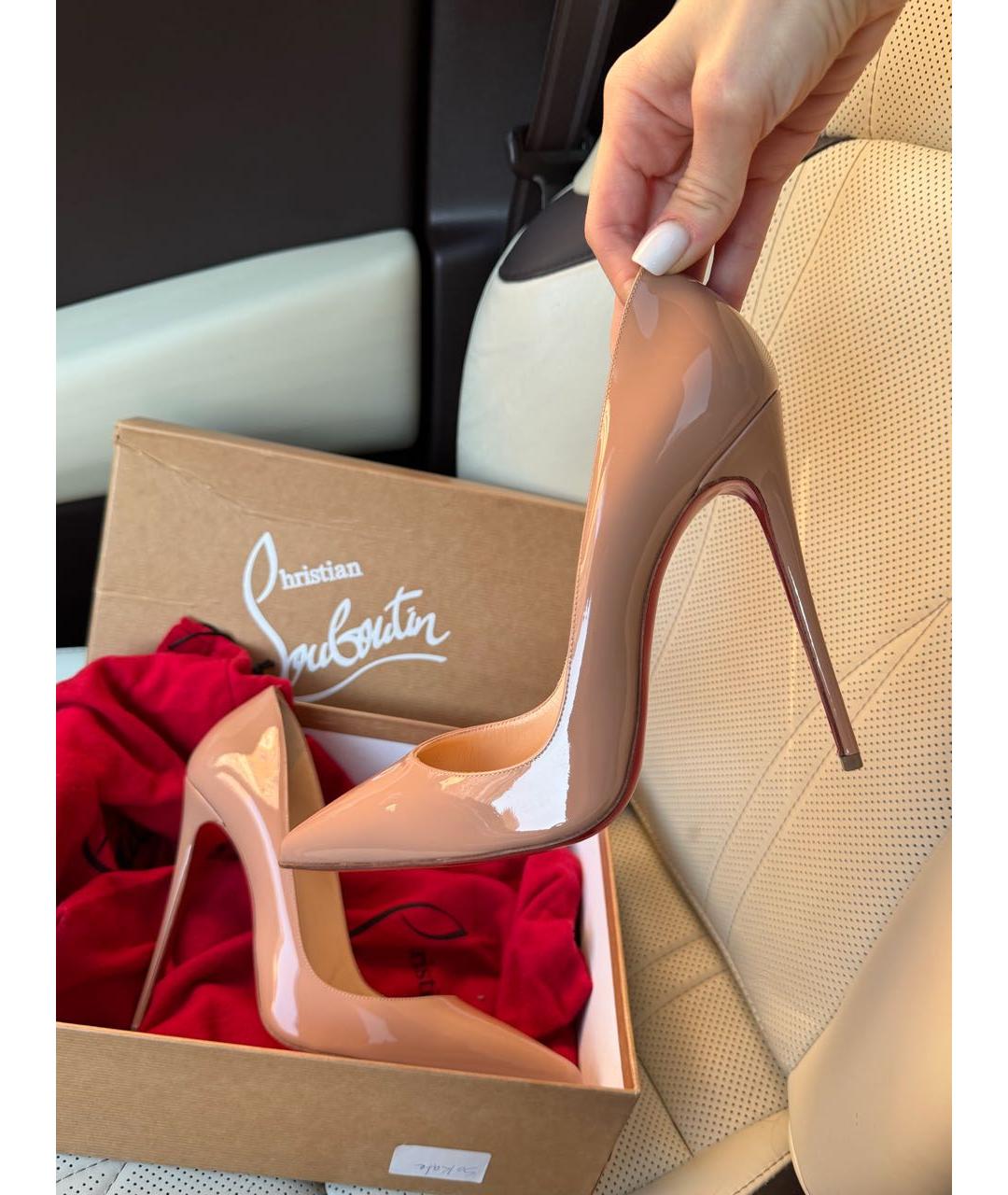 CHRISTIAN LOUBOUTIN Бежевые туфли из лакированной кожи, фото 3