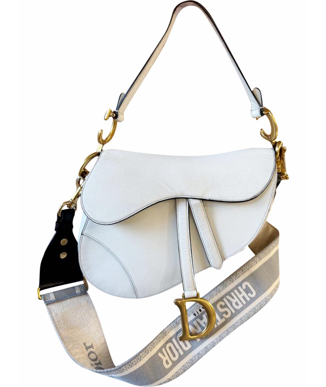 CHRISTIAN DIOR Белая кожаная сумка через плечо, фото 1