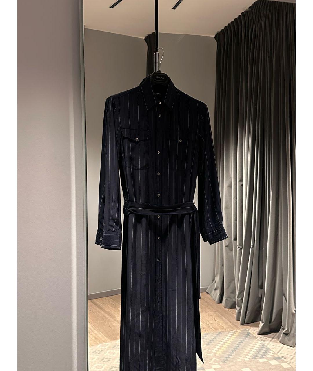 POLO RALPH LAUREN Темно-синее шелковое повседневное платье, фото 5