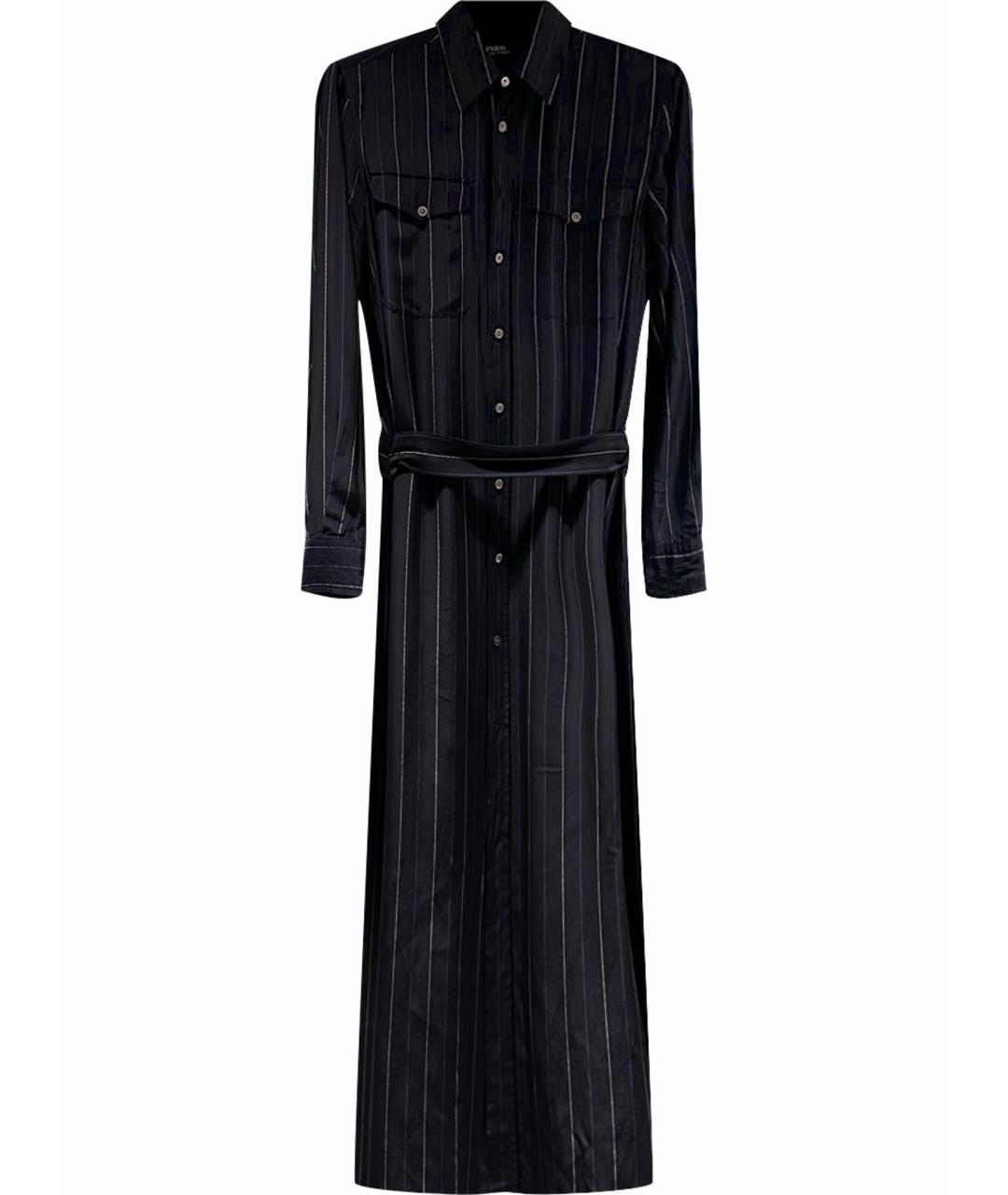 POLO RALPH LAUREN Темно-синее шелковое повседневное платье, фото 1