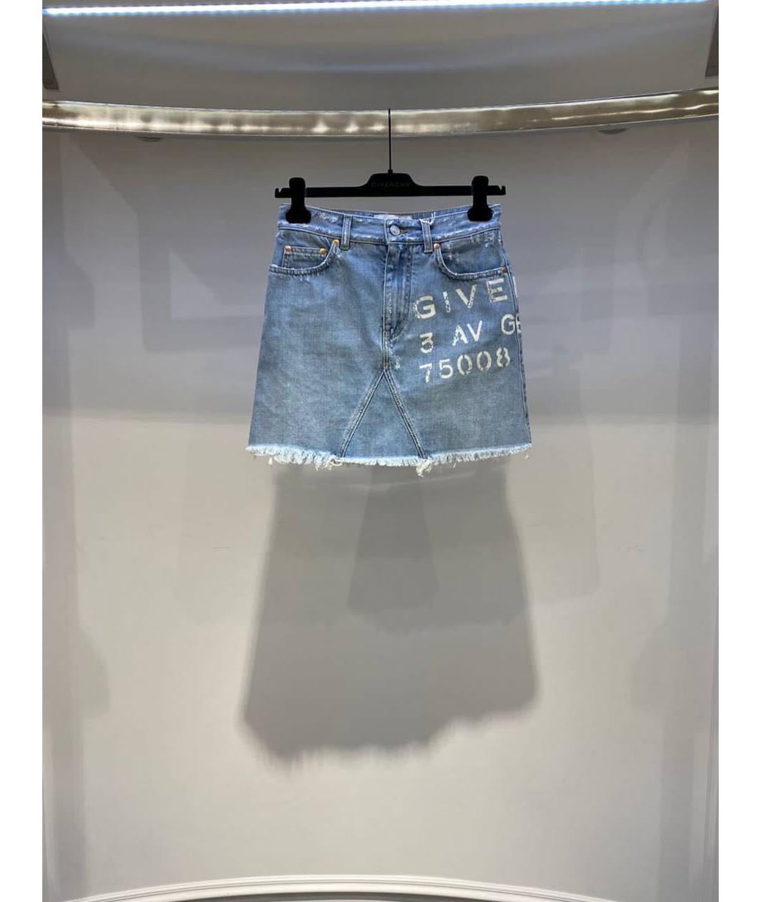 GIVENCHY Голубая деним юбка мини, фото 3