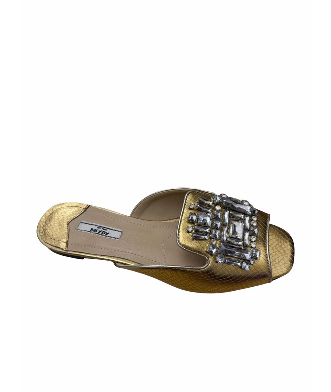 PRADA Золотые шлепанцы, фото 1