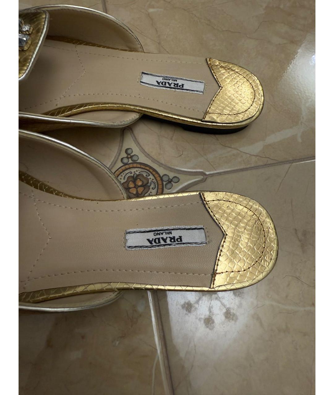 PRADA Золотые шлепанцы, фото 4