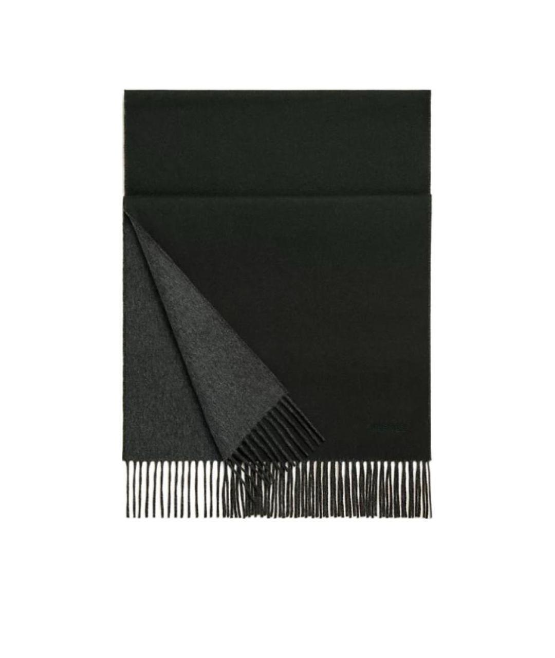 HERMES Черный кашемировый шарф, фото 1