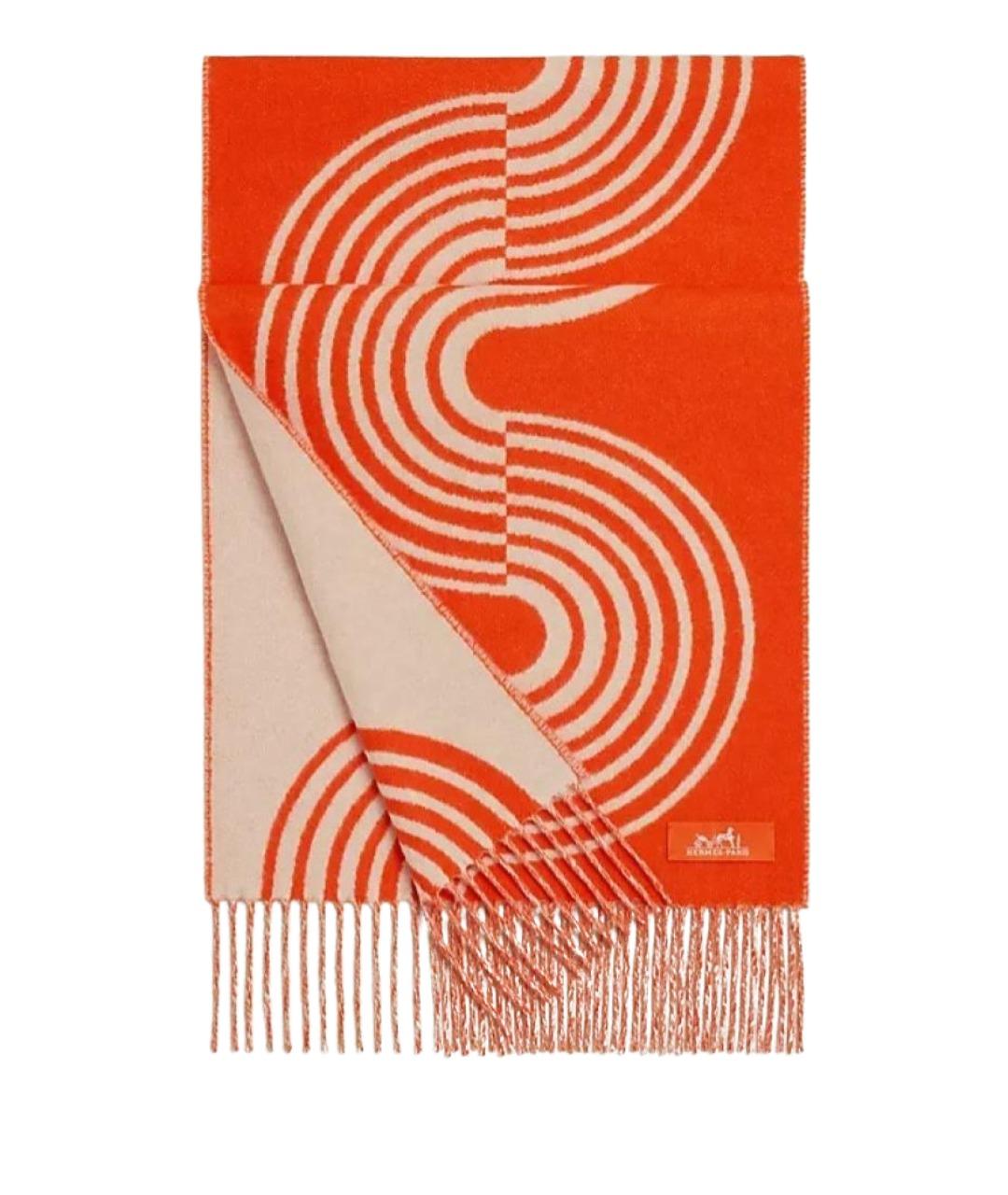 HERMES Оранжевый кашемировый шарф, фото 1