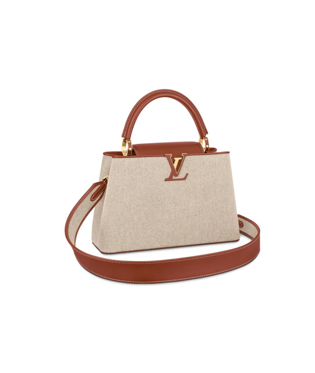 LOUIS VUITTON Бежевая кожаная сумка через плечо, фото 6