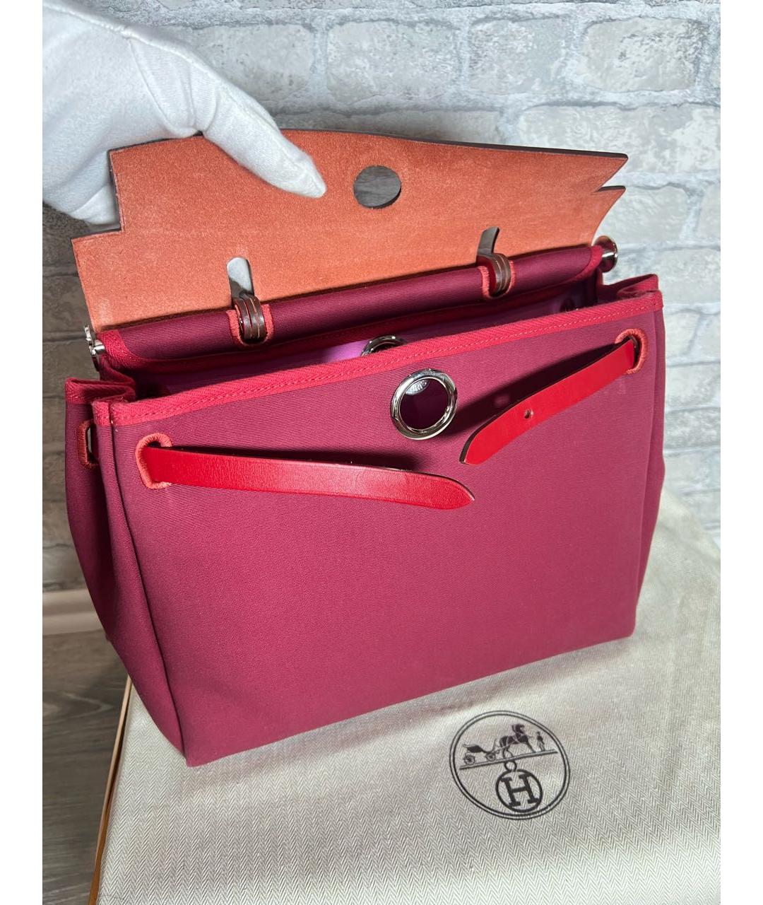 HERMES Розовая кожаная сумка с короткими ручками, фото 7