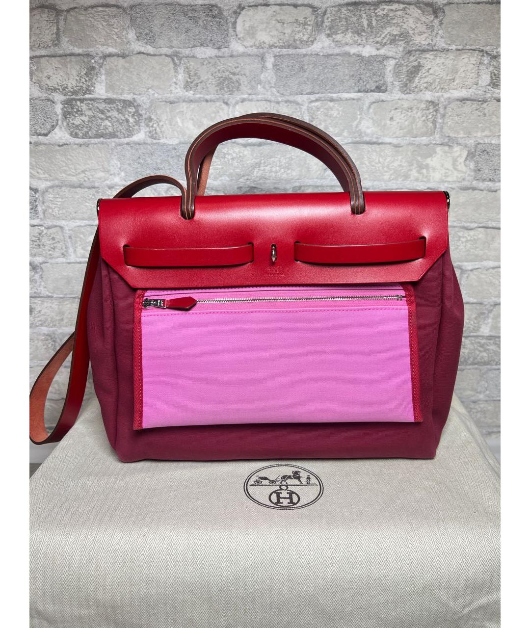 HERMES Розовая кожаная сумка с короткими ручками, фото 3
