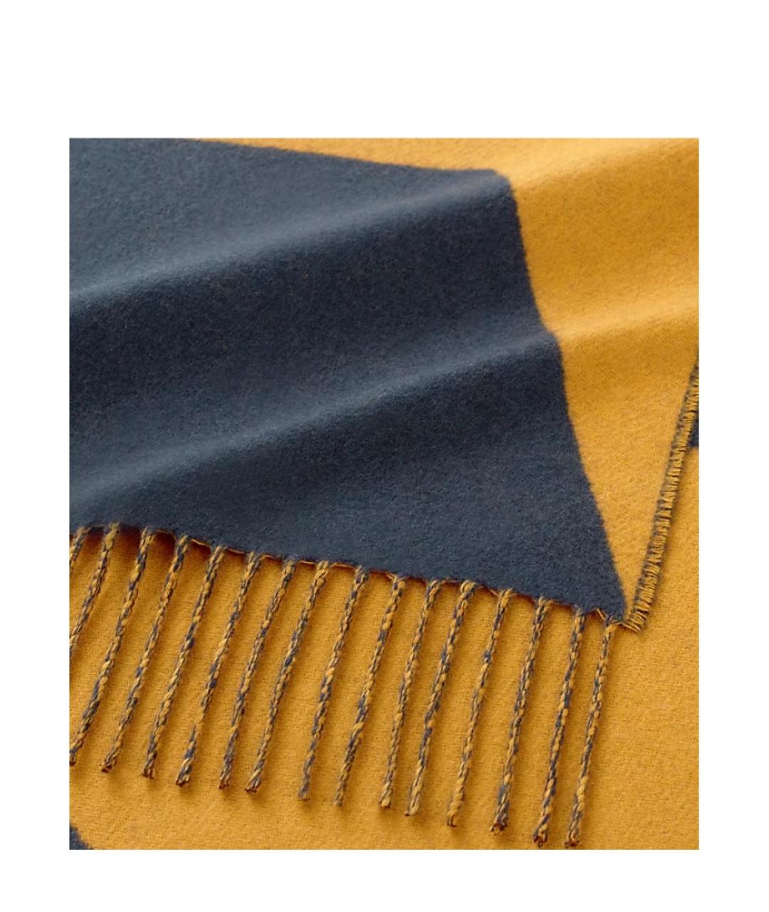 HERMES Горчичный кашемировый шарф, фото 2