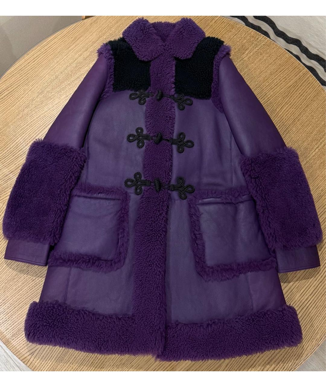 PHILOSOPHY DI LORENZO SERAFINI Фиолетовая кожаная дубленка, фото 2